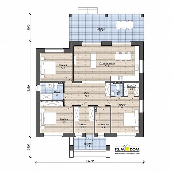 Проект кирпичного дома КЛМ 125